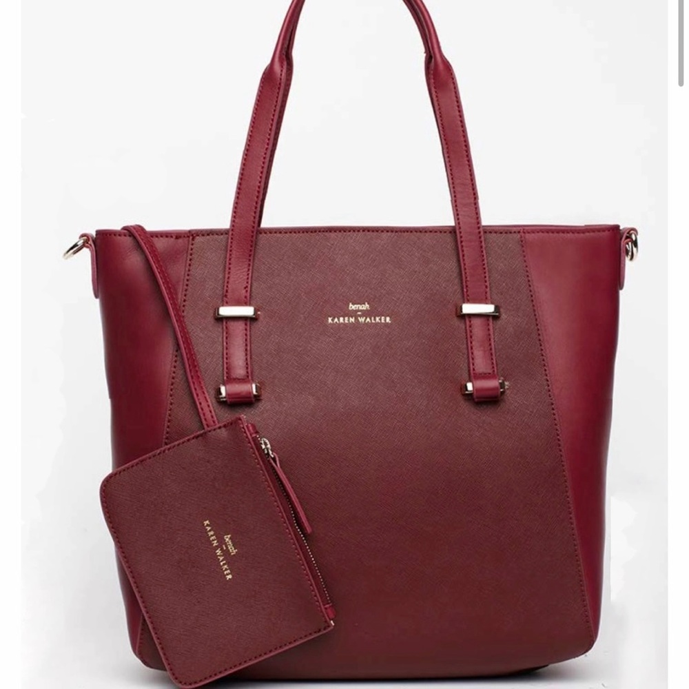 Karen Walker x Benah Veronica Mini Shopper Burgundy Tote Bag